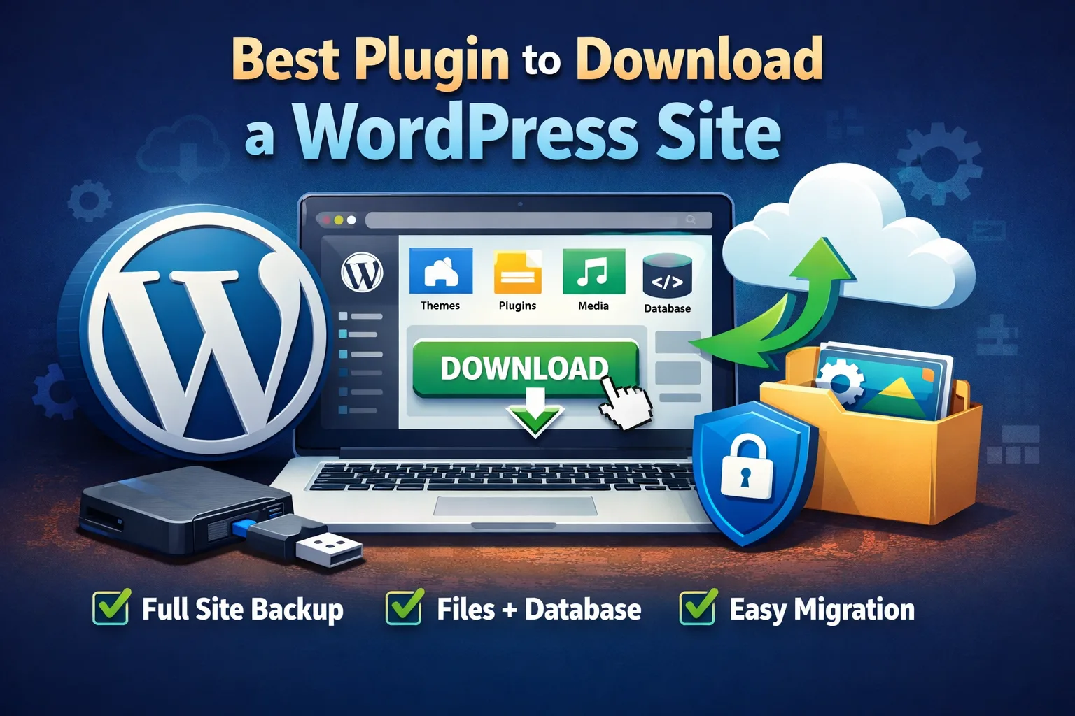 Best plugin to download a WordPress site showing full website backup, file and database export, and easy site migration
