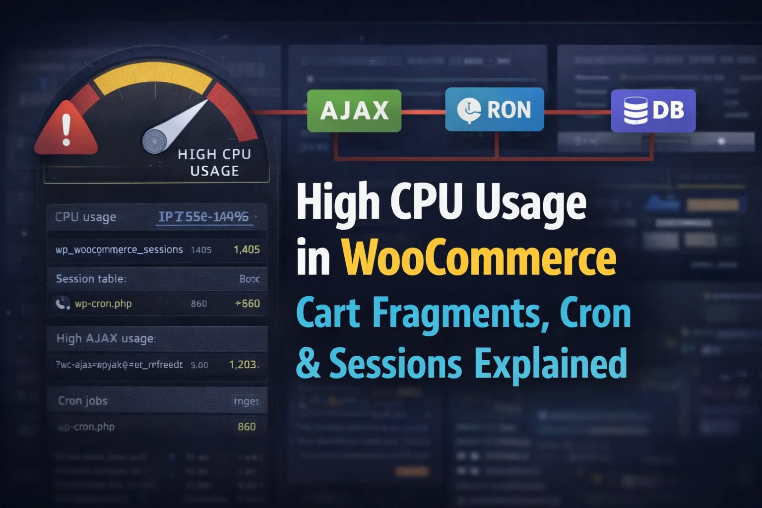 High CPU usage in WooCommerce caused by cart fragments, cron jobs, and session handling