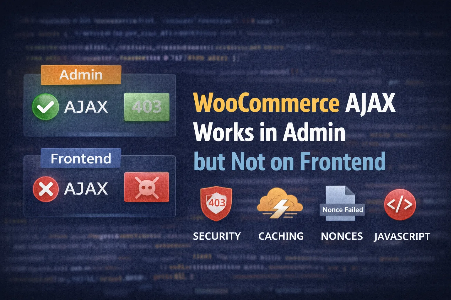 WooCommerce AJAX working in admin but failing on the frontend due to caching, security, or JavaScript issues