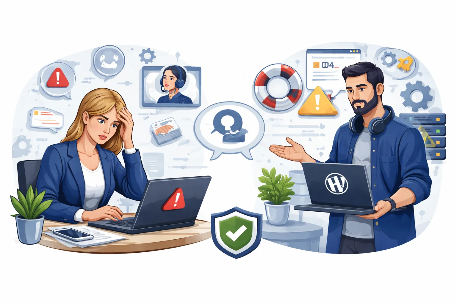 Small business owner getting professional WordPress support for website errors and technical issues